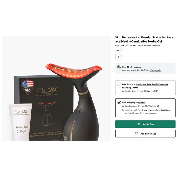 GLO24K Neck & Face Massager + Hydra Gel – Open Box